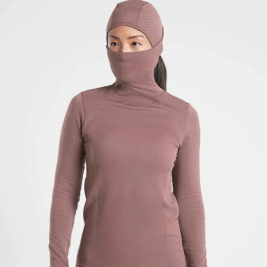 Women's Compression Baselayer Mock Long Sleeve Sweatshirt Cycling T-Shirt Stylish High Collar Work out Apparel Woman