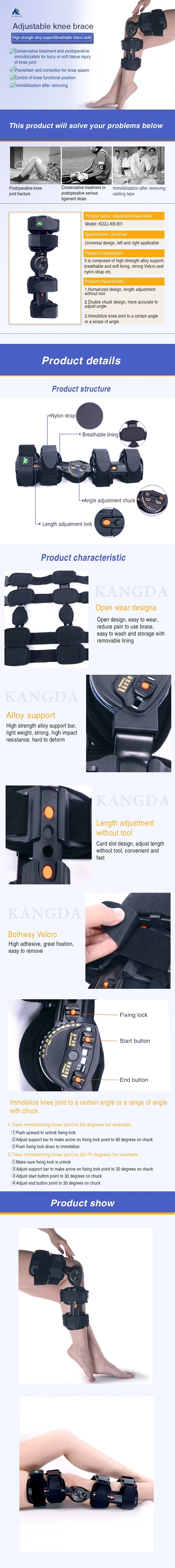 Hinged Knee Brace Orthosis Adjustable Knee Brace for Therapy