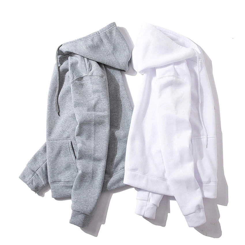 Custom Logo Brushed Fleece Hoodies DIY Logo Text Pocket Pullover Sweatshirt Hoodie