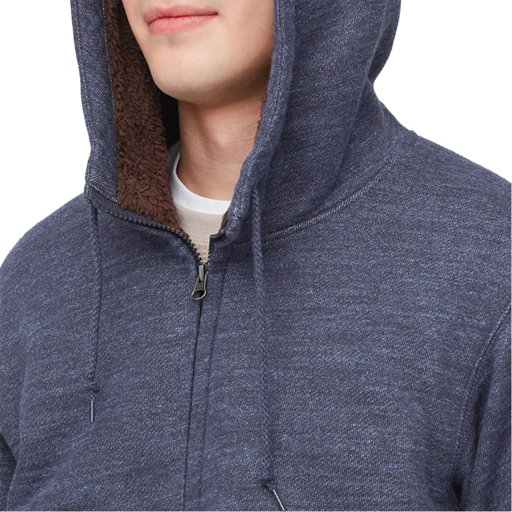 Wholesale Men Fleece Lined Zipped Hoodies Fashion Custom Logo Hoodies