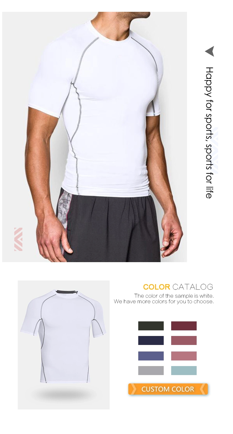 Spandex Lycra Gym Compression Tshirt Fitted Cheap Wholesale Mens Plain White Shirt