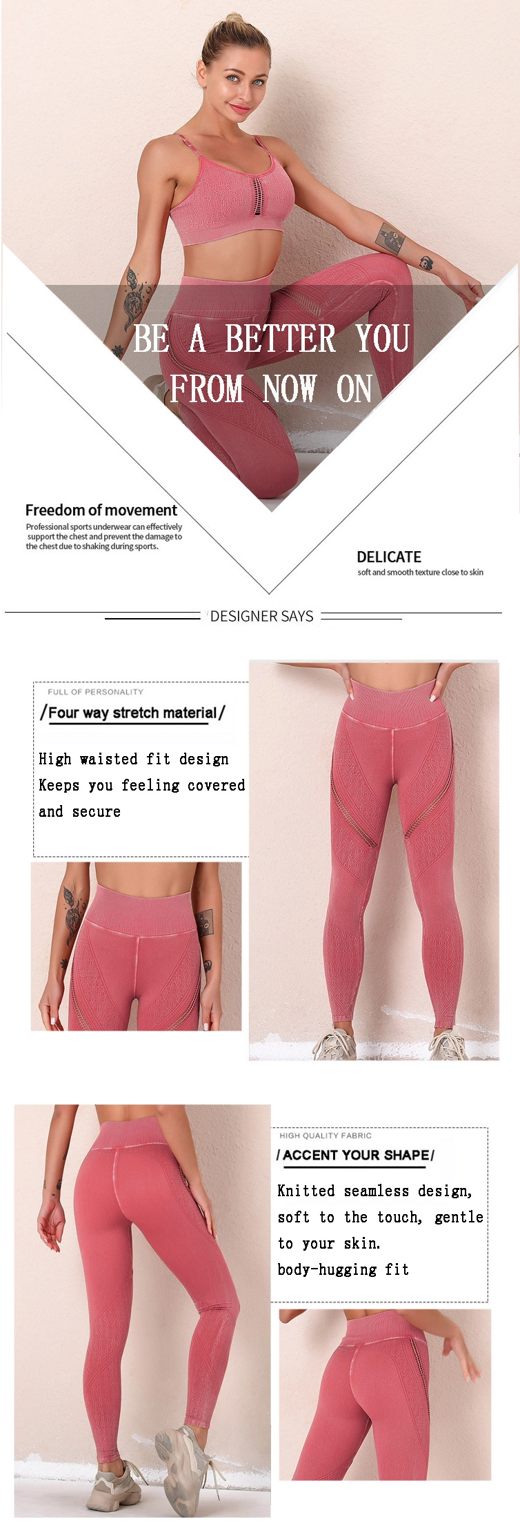 Wholesale Sportswear Fitness Clothing High Waisted Workout Hollow out Tights Woman Gym Leggings Seamless Yoga Pants