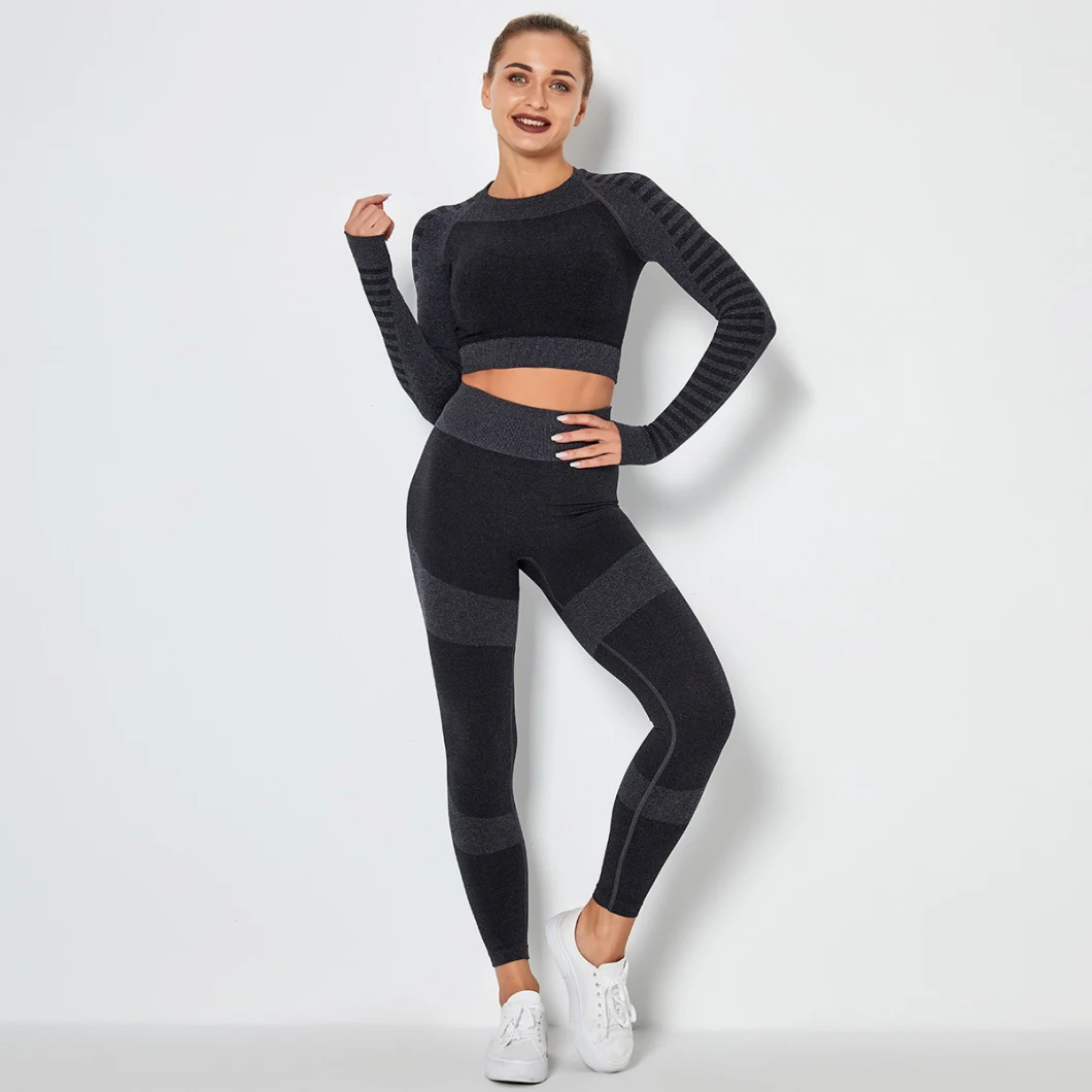 Fall Clothing for Women Two Piece Set Long Sleeve Activewear Crop Top Leggings Sports Wear