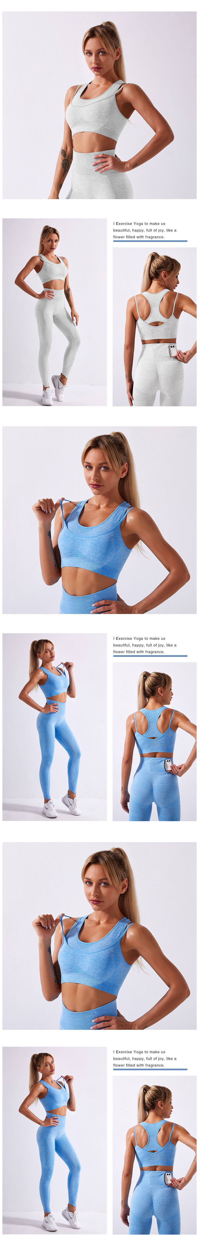 Women Gym Wear Workout Fitness Sport Clothing Zippered Pocket Seamless Workout Yoga Set