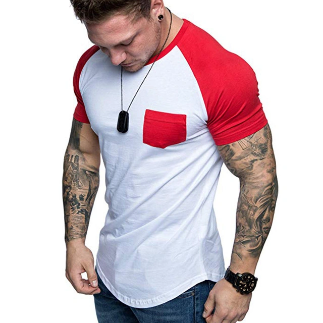 Wholesale High Street T-Shirts Oversize Cotton Grey Printing Pocket T-Shirts in Different Color