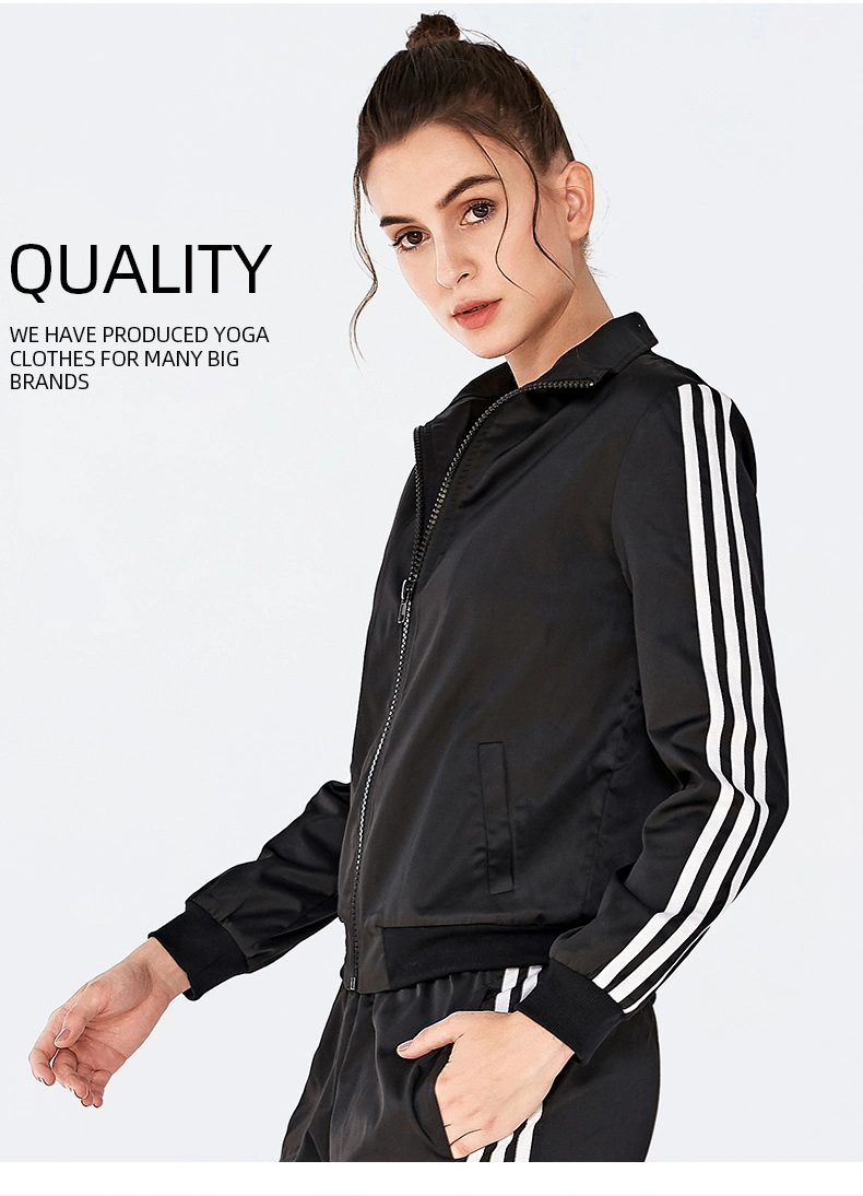 Wholesale Privete Label Fitness Yoga Wear Workout Clothes for Woman Sports Jacket Full Zip Running Track Jacket