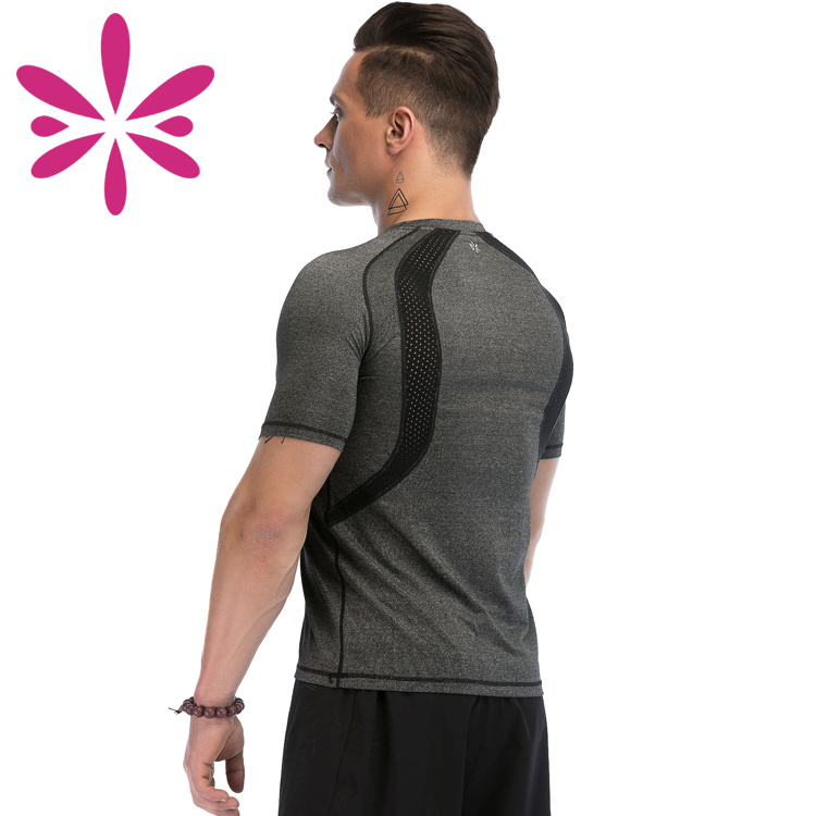 Wholesale OEM Sports Gym Active Short Sleeve Custom Polyester Spandex Dri Fit Mens T Shirt