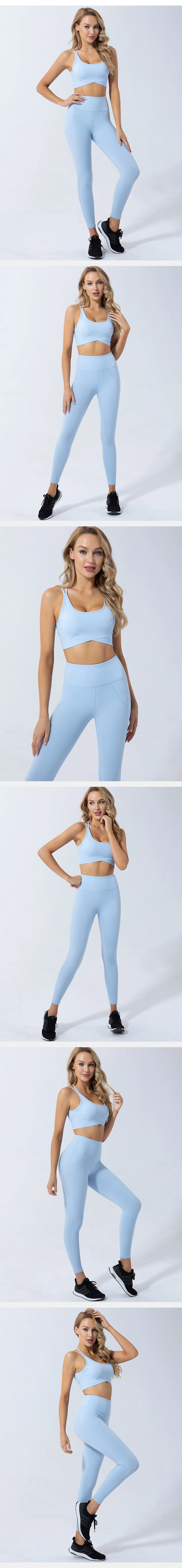 Women Solid Color Sport Bra and Yoga Pants Two Piece Gym Exercise Outfit Clothing Fitness Set