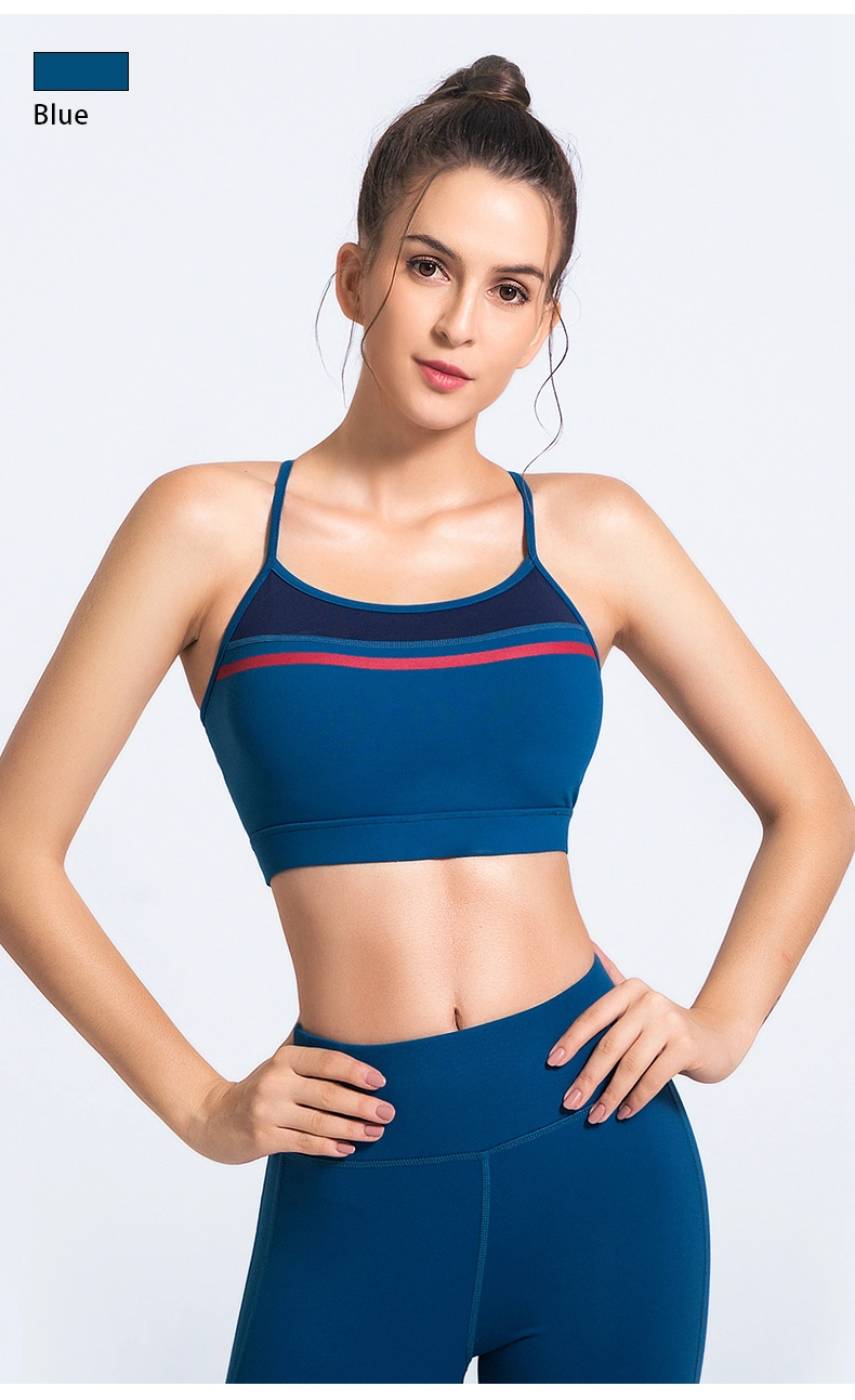 OEM Service Striped Strappy Wireless Fitness Workout Clothing Gym Clothes for Women Bra Sexy Sport Wear