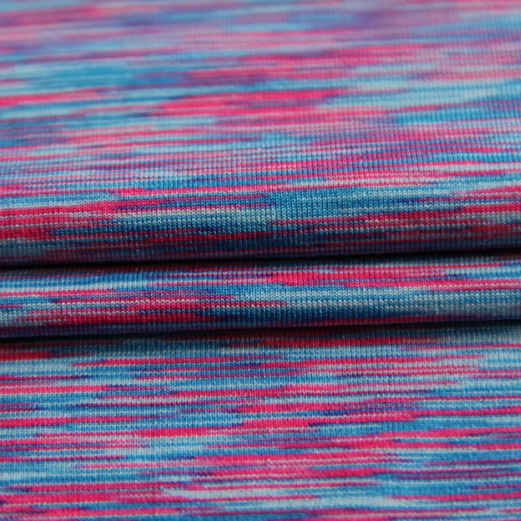 Yarn Dyed Jersey Fabric with Polyester/Spandex Weft Knitted Space Dyed for Sportswear/Leggings/Yoga Wear/T-Shirt/Fitness