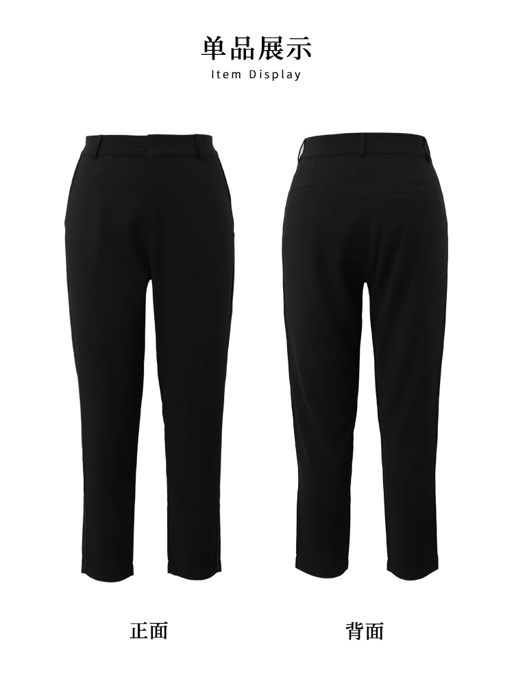 Custom Lady Slim Legging Capri Trousers Front Zip Ankle Cut Cropped Skinny Pencil Pants with Pockets