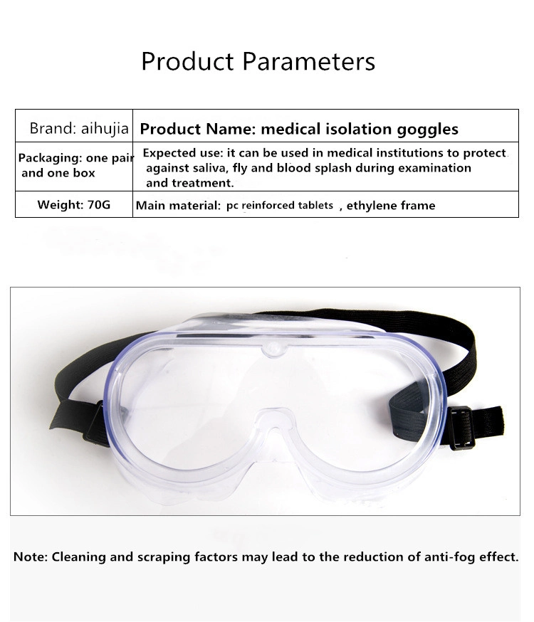 Safety Medical Product Motocross Eyes Goggles Anti Fog, Protection Lab Transparent Protective Goggle Mould