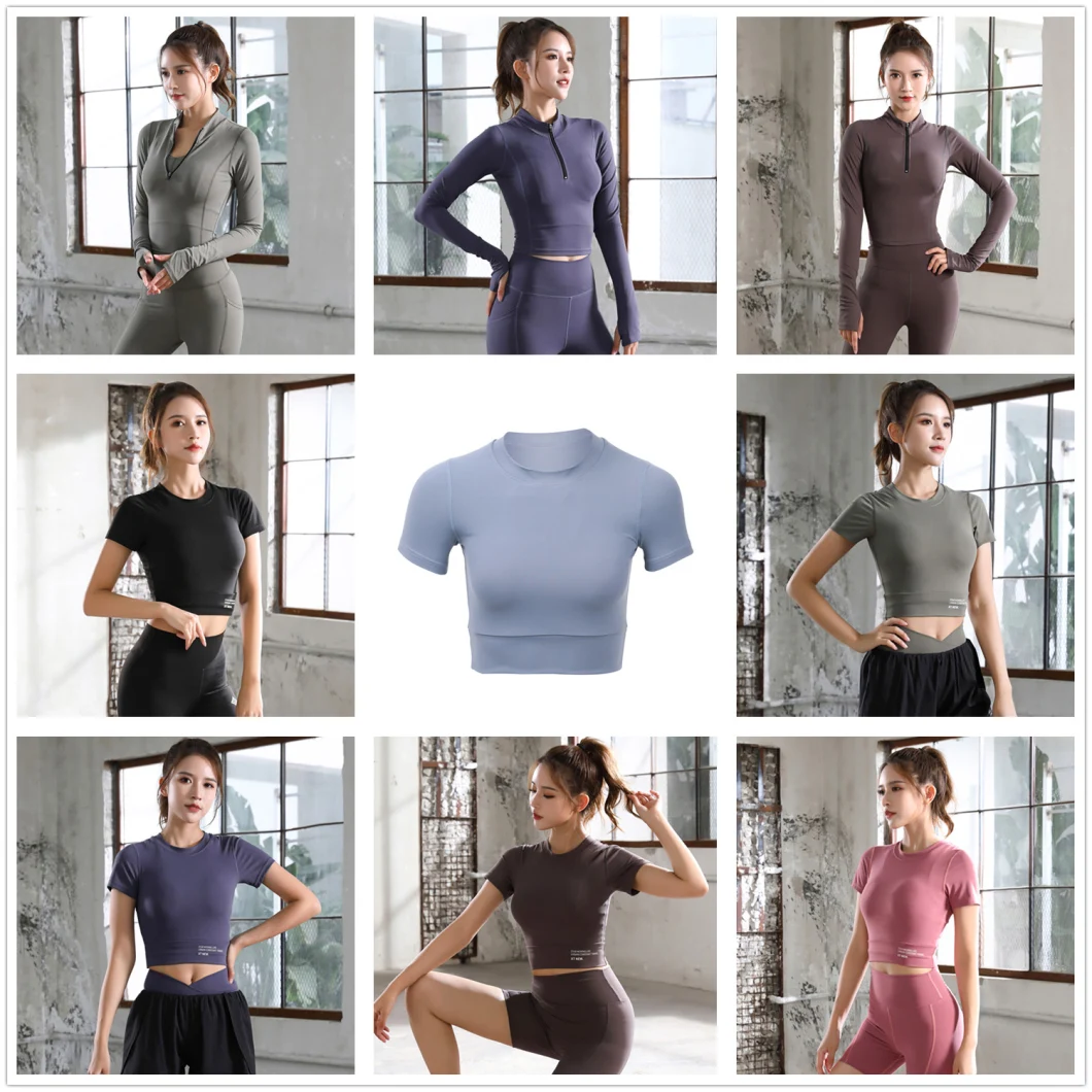 Women's Yoga Top, Sportswear, Knit Clothing, Pure Color Clothes