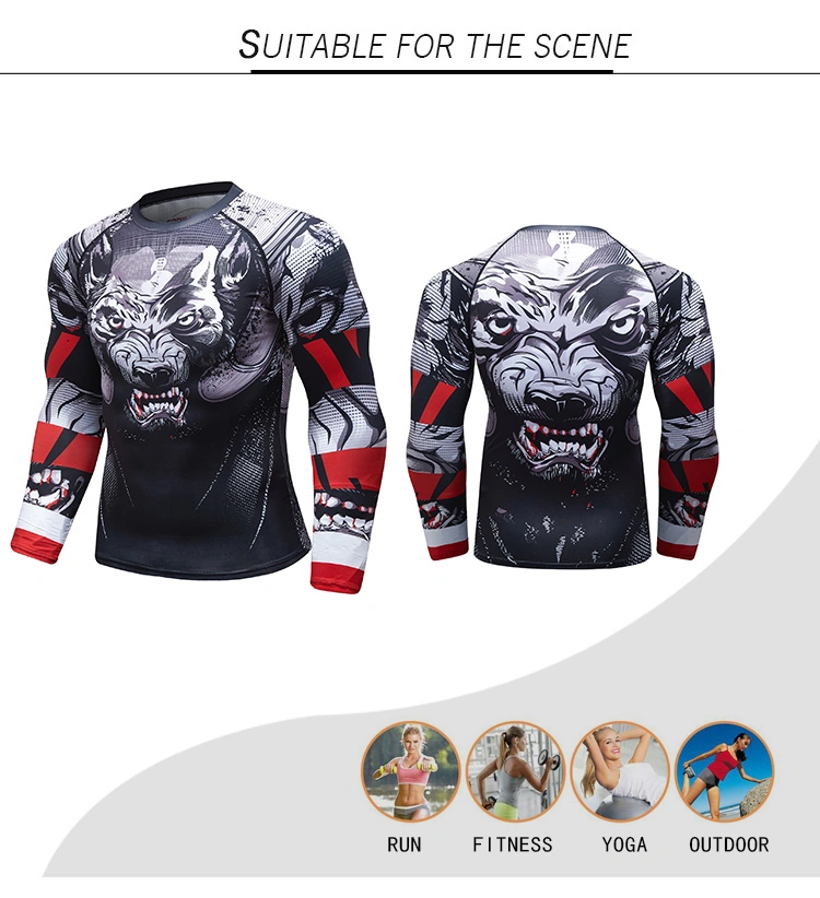 Popular Full Sublimated Rash Guard Wholesale MMA Gym Wear Men Thermal Compression Shirt