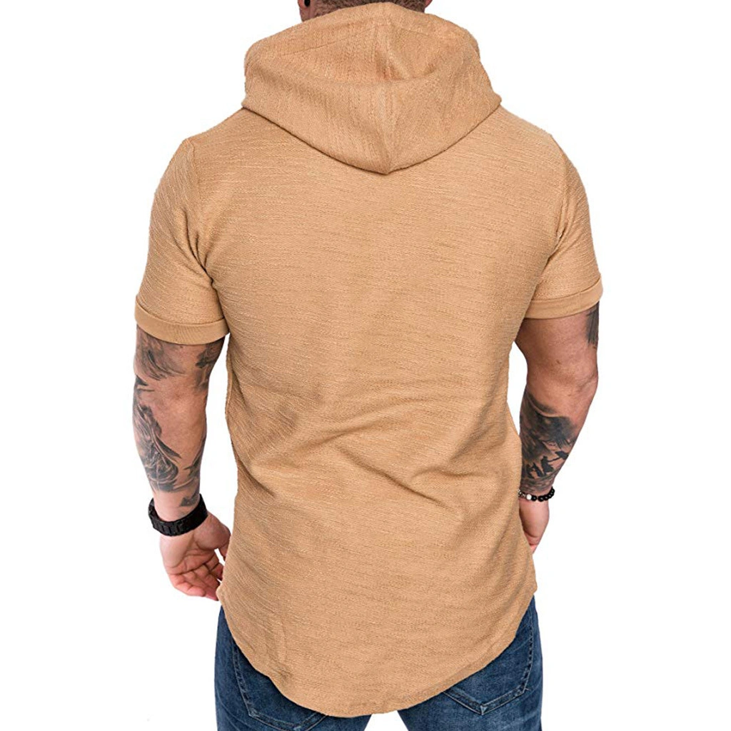 Custom Logo Mens Short Sleeve Hoodies Sweatshirts Men Pullover Sweatshirt Casual Solid Color Man Hoody Hoodie
