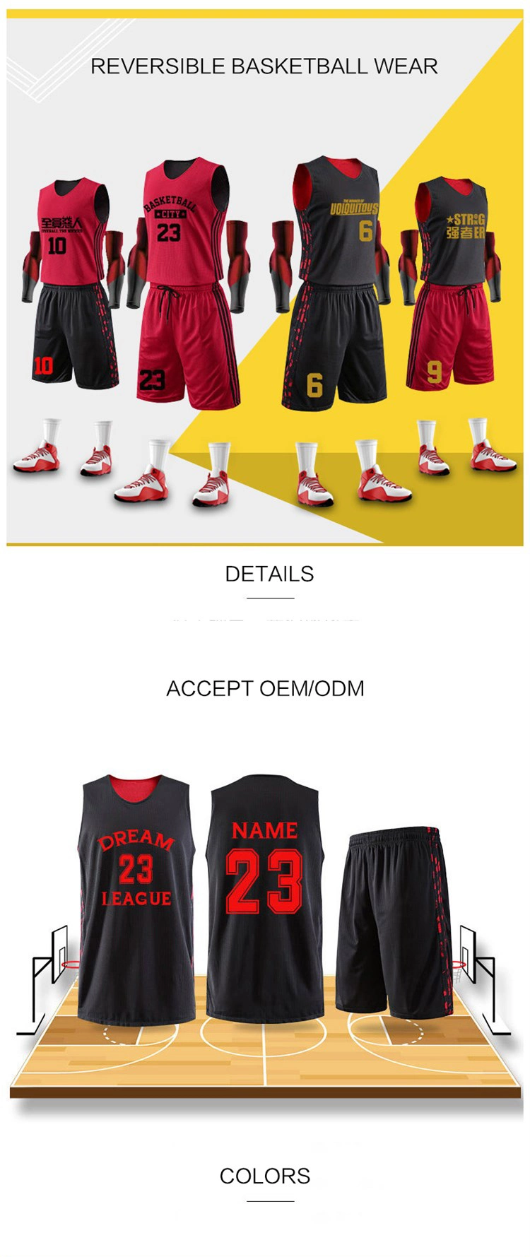 Wholesale Custom Latest Basketball Wear Design Sublimation Reversible Basketball Uniform Jerseys