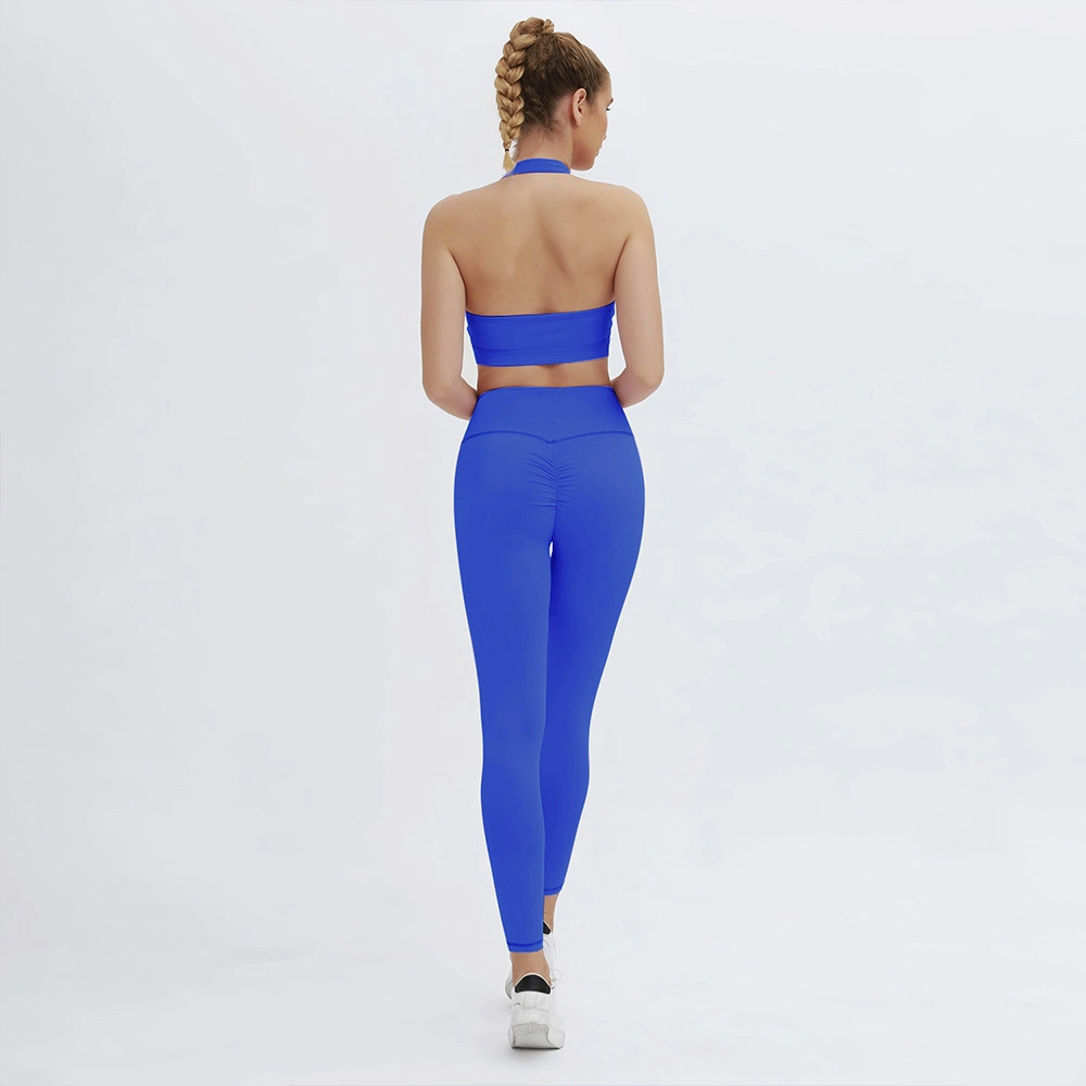 2 PCS Halter Workout Racerback Bra and Leggings Tights Sportwear Yoga Outfit