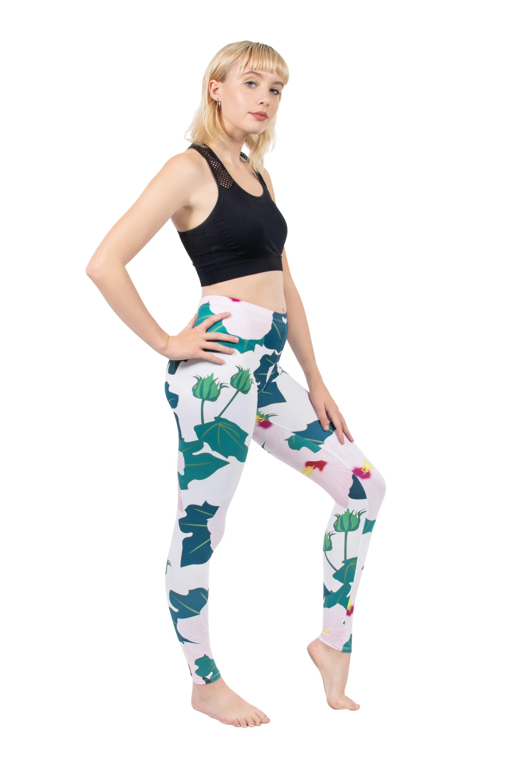 Wholesale Sweet Women Legging Leaf Printing Fitness Leggins Fashion Slim Legins High Waist Leggings Woman Pants