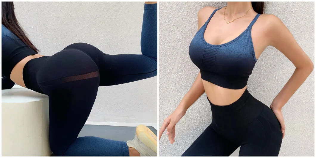 Seamless Leggings Women Yoga Set Gym Clothing Long Sleeve Crop Top Sports Bra Running Pants Fitness Workout Sports Suit