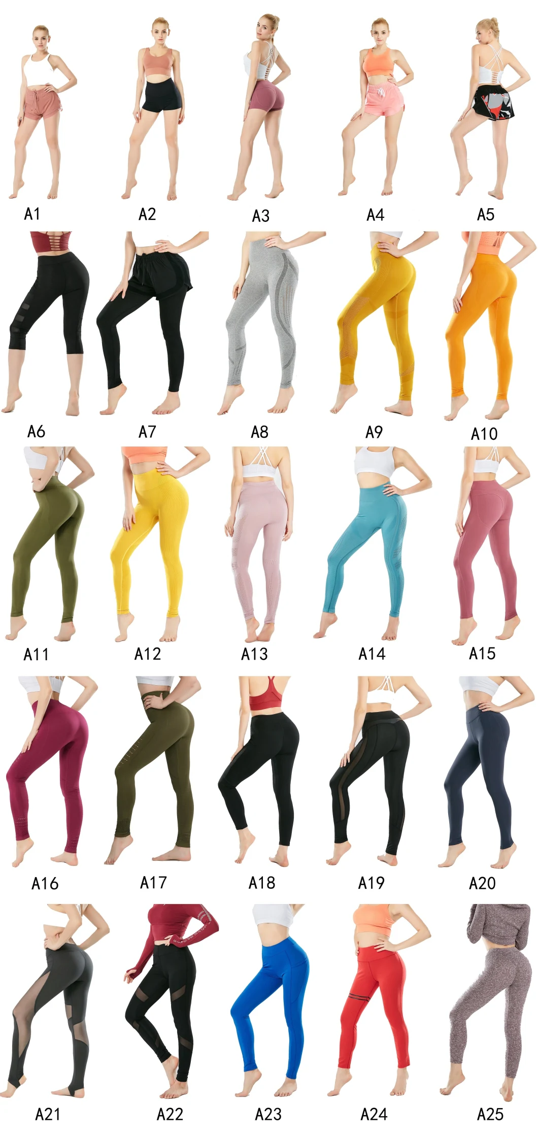 Wholesale Women Top Quality Sportswear High Waist Shaping Tights Solid Color Cropped Trousers Workout Pants Yoga Leggings