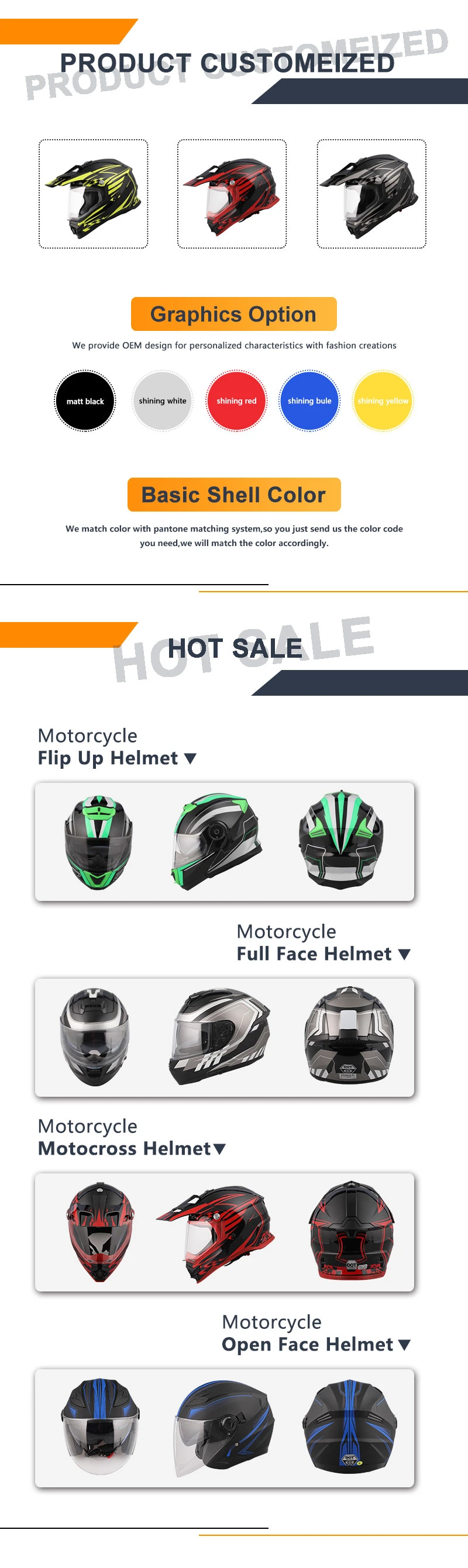 Fashion Style Motorcycle Helmets with Single Visor Mx Motocross Helmet