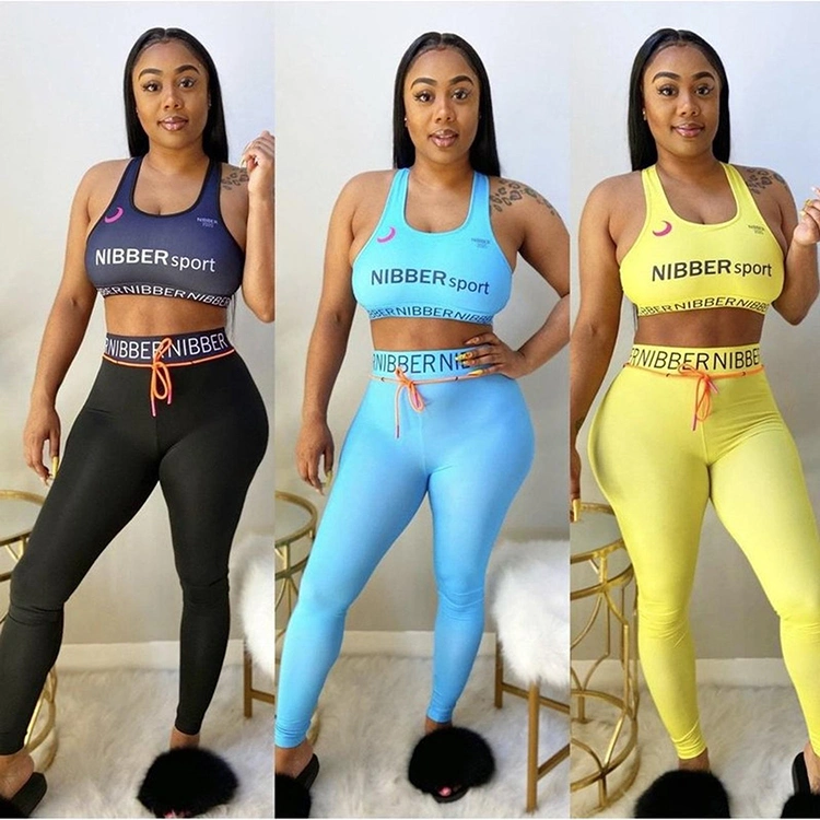 2021 New Yoga Suit Yoga Leggings and Crop Top Set Two Piece Nibber Outfits Printing Fitness Yoga Wear Womens Nibber Tracksuit