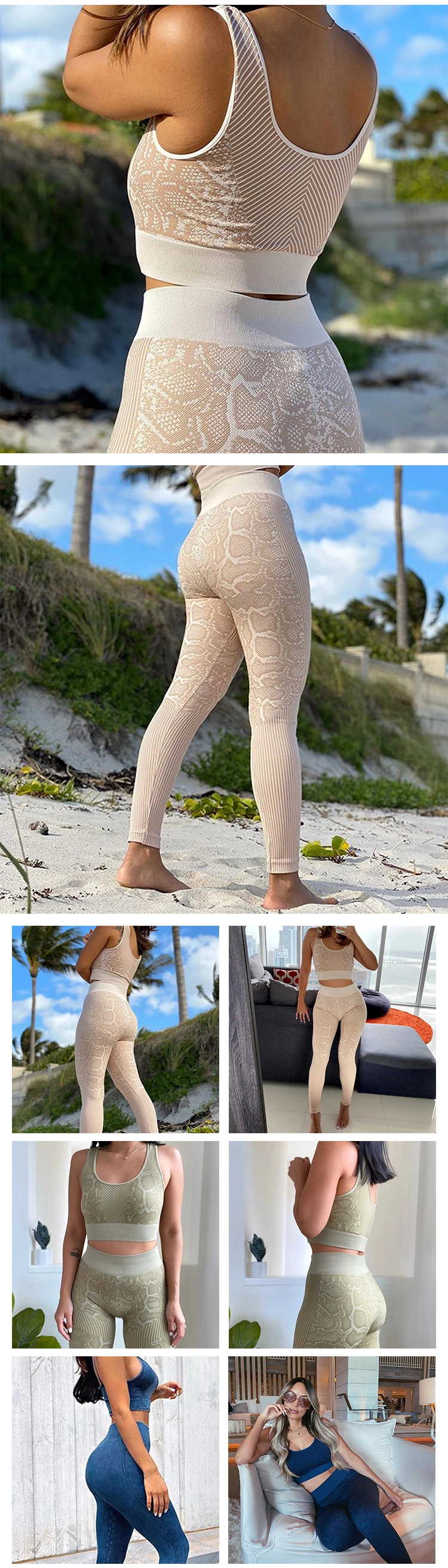 Women's Snakeskin Crop Cami Top and Legging Shorts Set 2 Pieces Yoga Printed Outfit Clothes Sports Wear for Fitness Gym Workout
