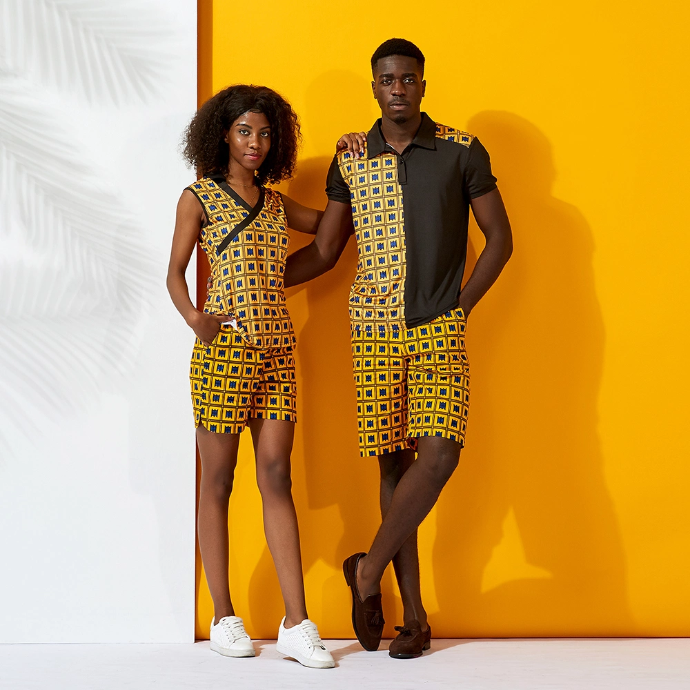 African Jersey Top Wax Print Women Sport Shorts Set