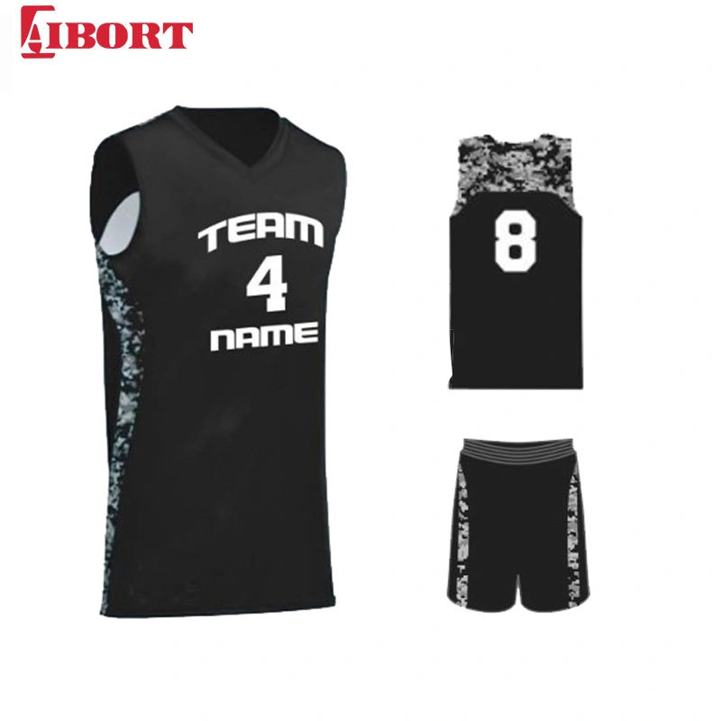 Aibort OEM College Basketball Uniform Design Custom Sublimation Printing Black Basketball Shirts (J-BSK037 (1))