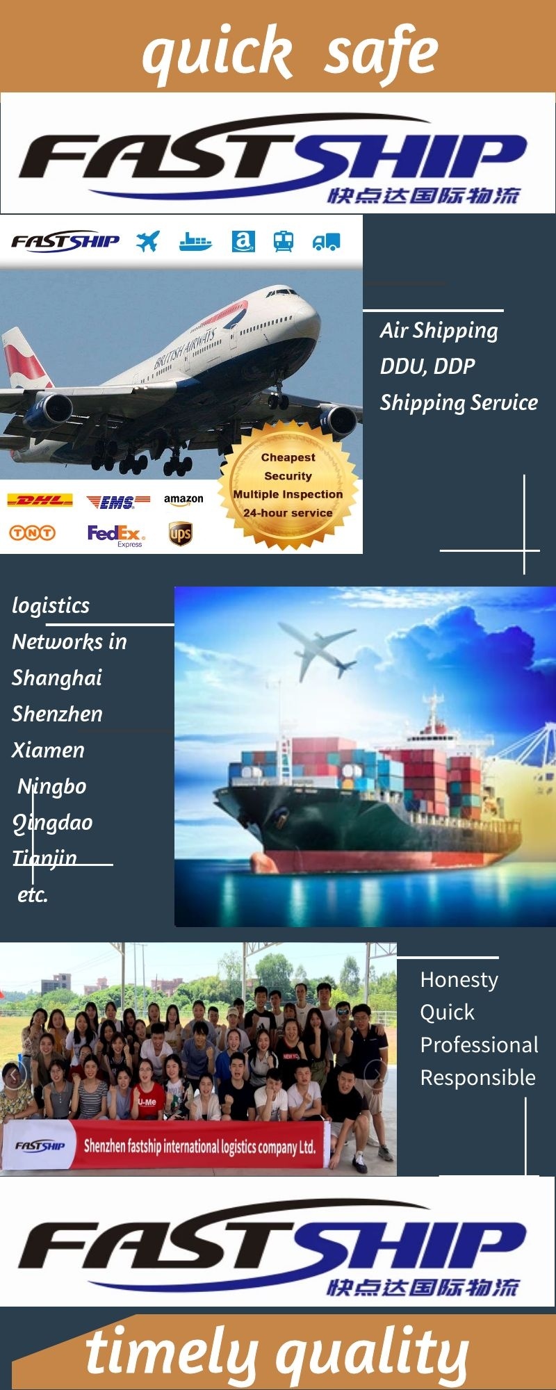 Fba Amazon Warehouse TNT/DHL/FedEx/UPS/EMS Shipping From China to Jamaica