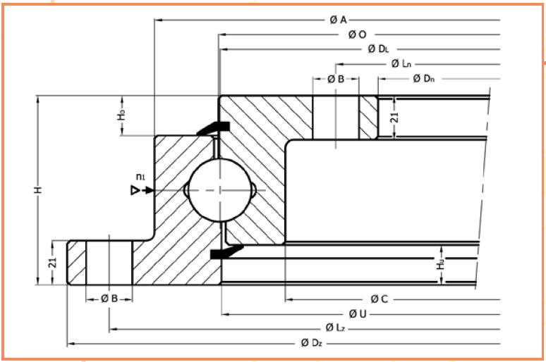 Slewing Bearings with Flange Without Gear 2042.10.30.0-0.0955.00