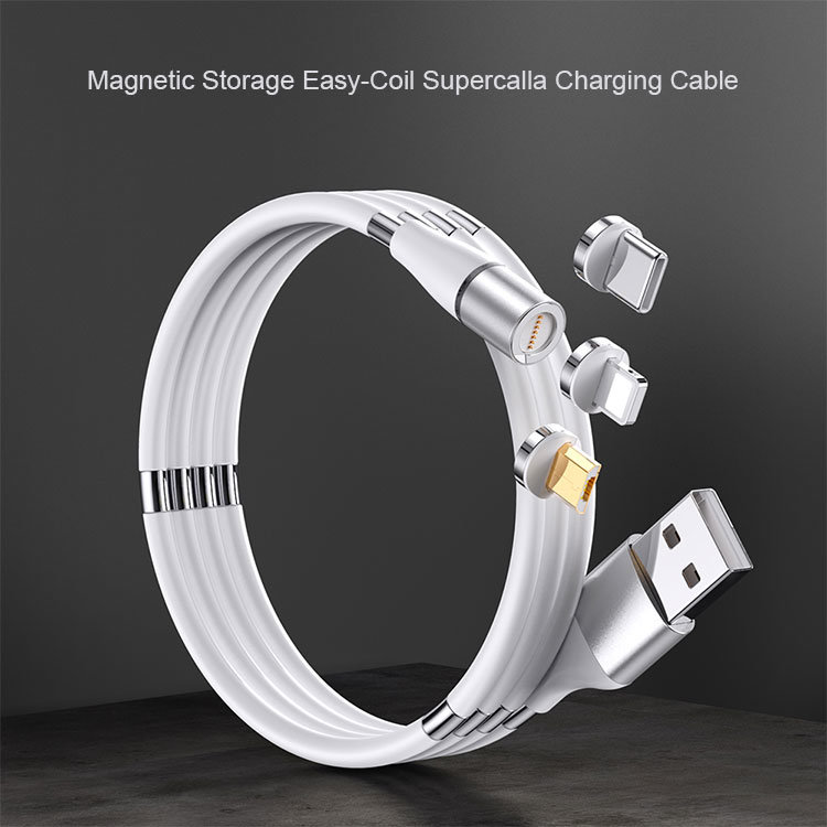 in Stock Factory Supplier Easy-Coil Redesigned Magnetic Micro USB Charging Data Cable Self Winding Supercalla Charging Cables