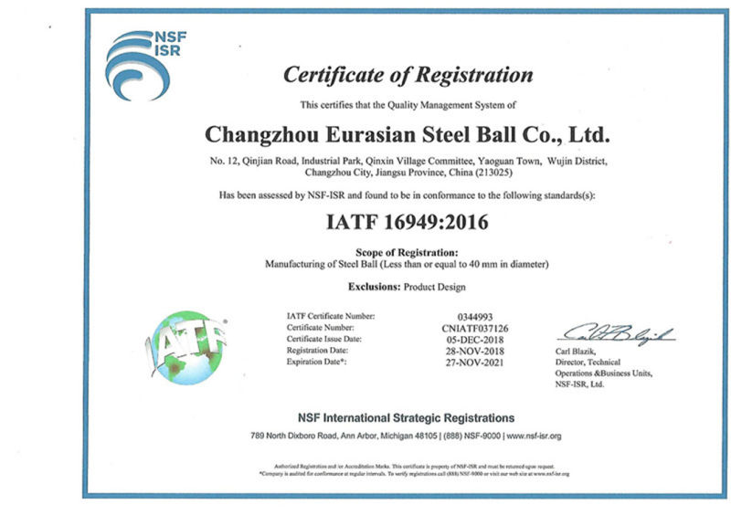 Size 4.763-45mm G10-G1000 Grade Chrome Steel Bearing Ball