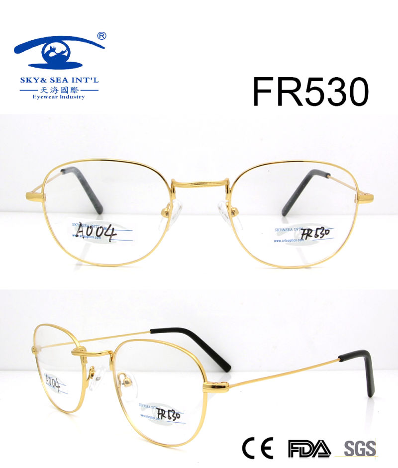 Round Shape Gold Metal Optical Frame (FR530)