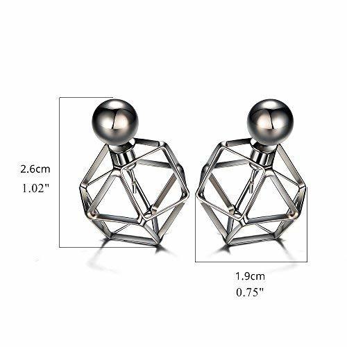 Gun Metal Plated Hollow Ball Double Sided Stud Earrings Young Ladies Ear Jackets