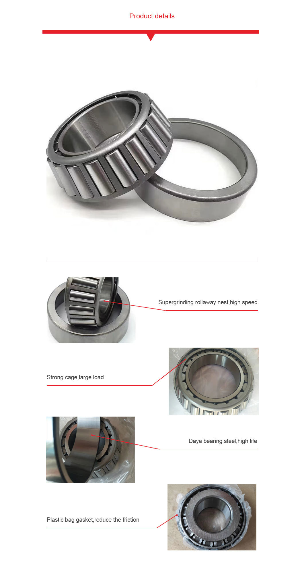 High Precision Single Row Tapered Roller Bearing, Original Chrome Steel Inch Tapered Roller Bearing