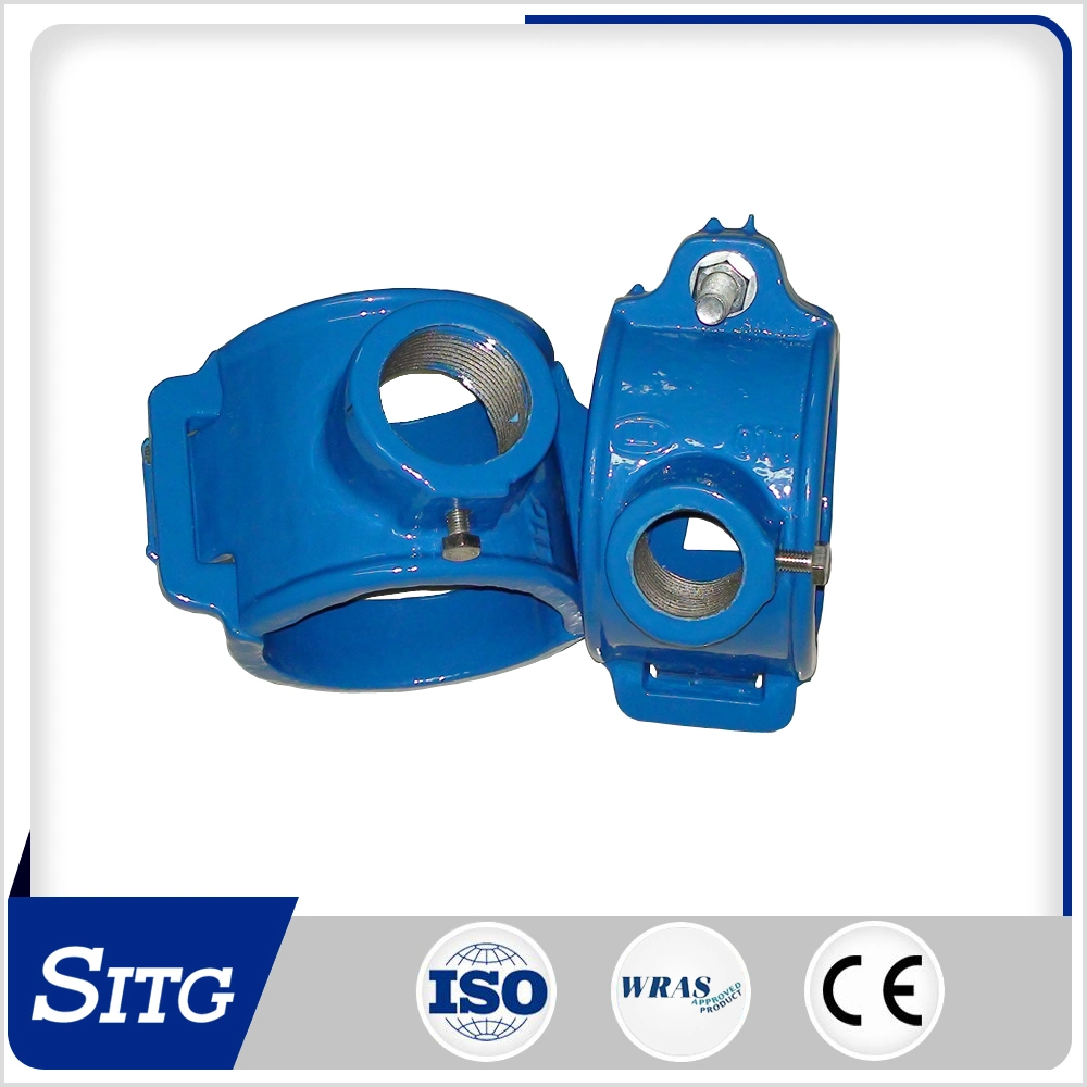 Suntex Ductile Iron Thread Outlet Saddle Clamp for Water Pipe