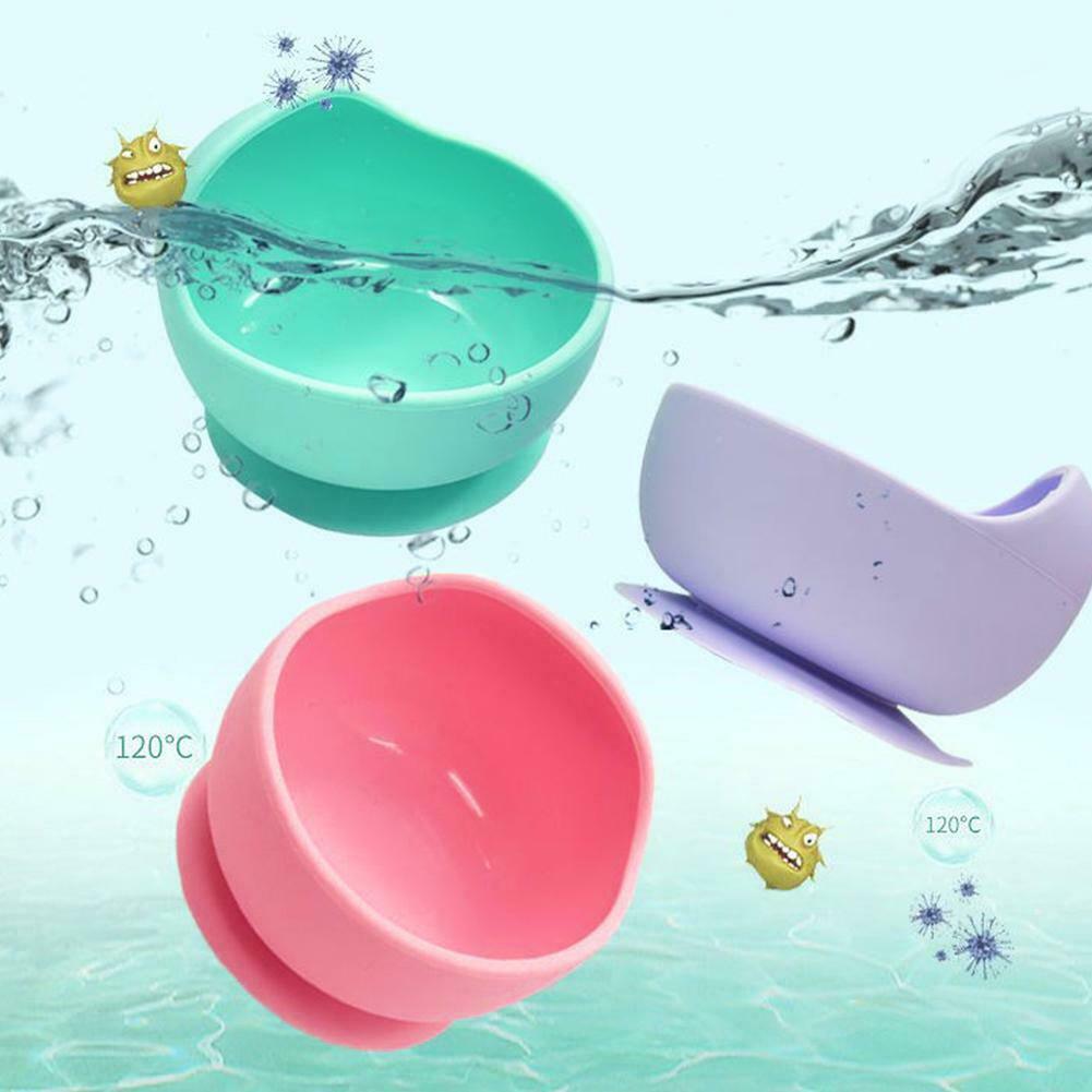 Baby Silicone Suction Bowl with Spoon Feeding Dinner Set for Baby Toddler