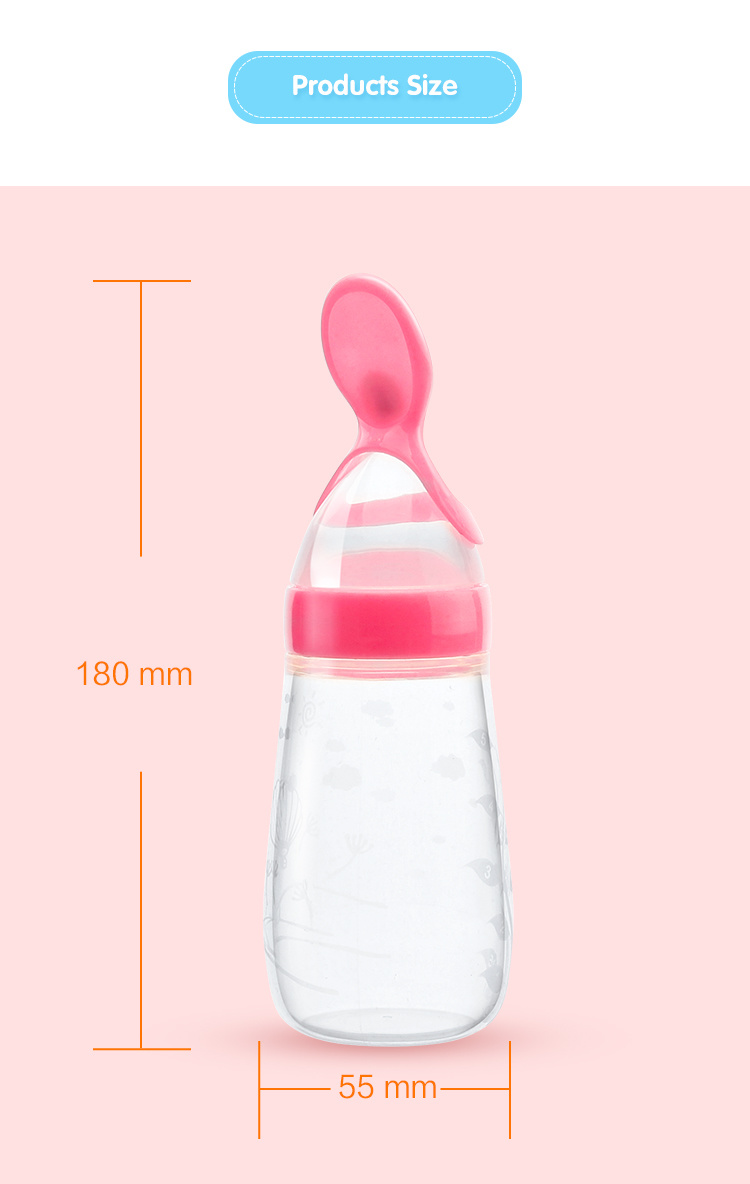 Baby Product Hot Sell Silicone Baby Spoon Baby Feeding Bottle with Spoon