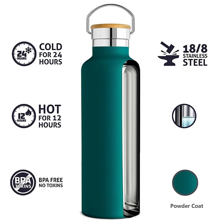 750ml Double Wall Stainless Steel Sports Water Bottle, Stainless Water Bottle with Lid
