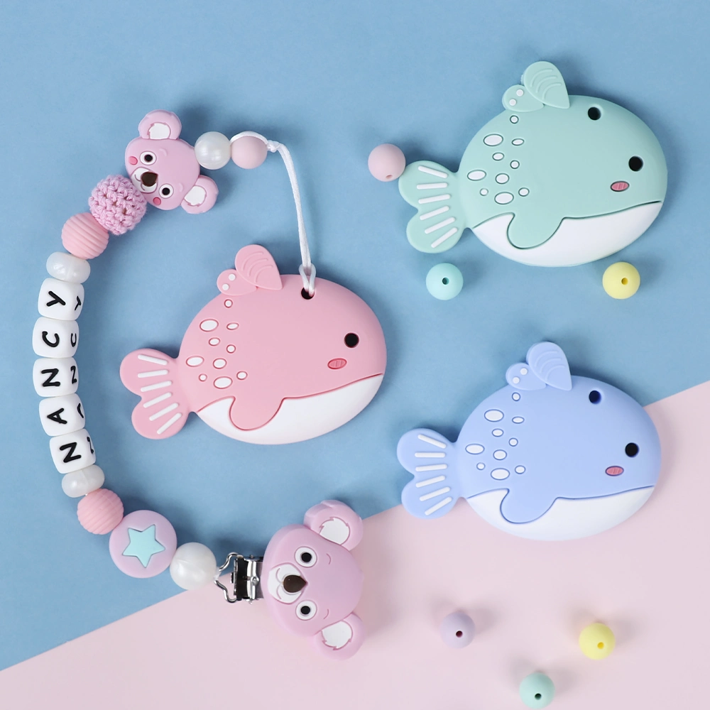 Animal Whale Baby Teether Food Grade Rodents Baby Teething Beads DIY Pacifier Chain Necklaces Baby Silicone Teether