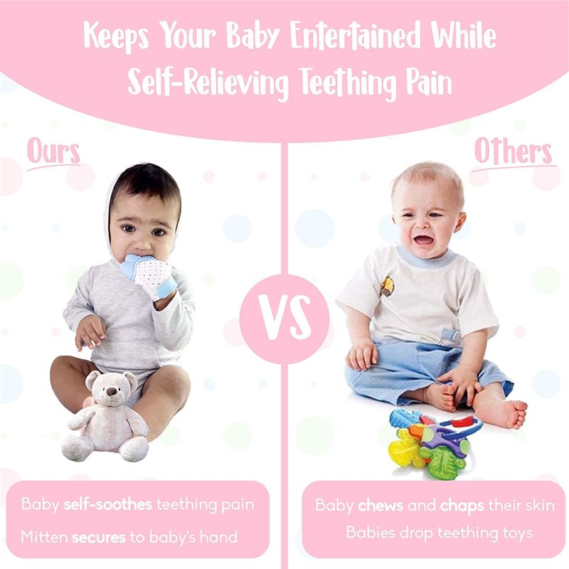 BPA Free Baby Self-Soothing Teething Mitten Stimulating Teether Toys