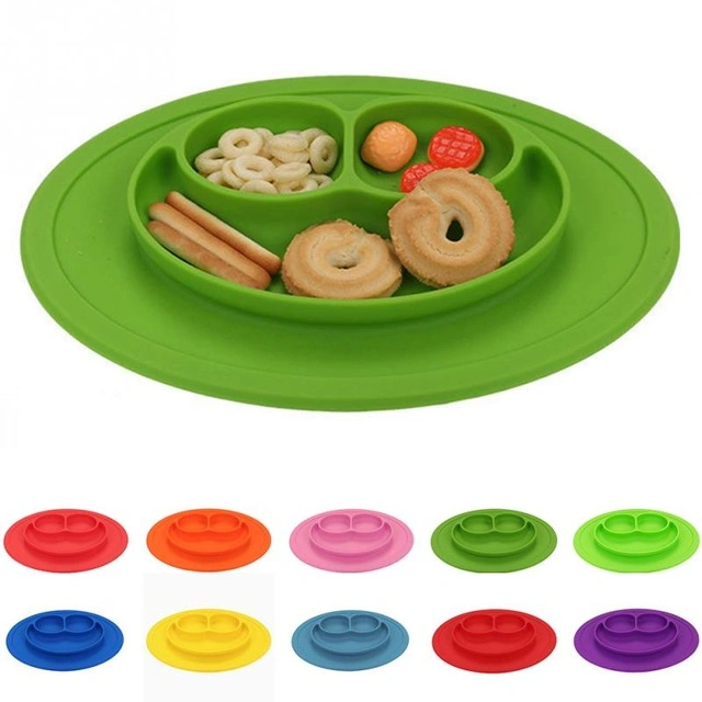 Durable Suction Bowl Silicone Dinner Plate Set with Baby Spoons