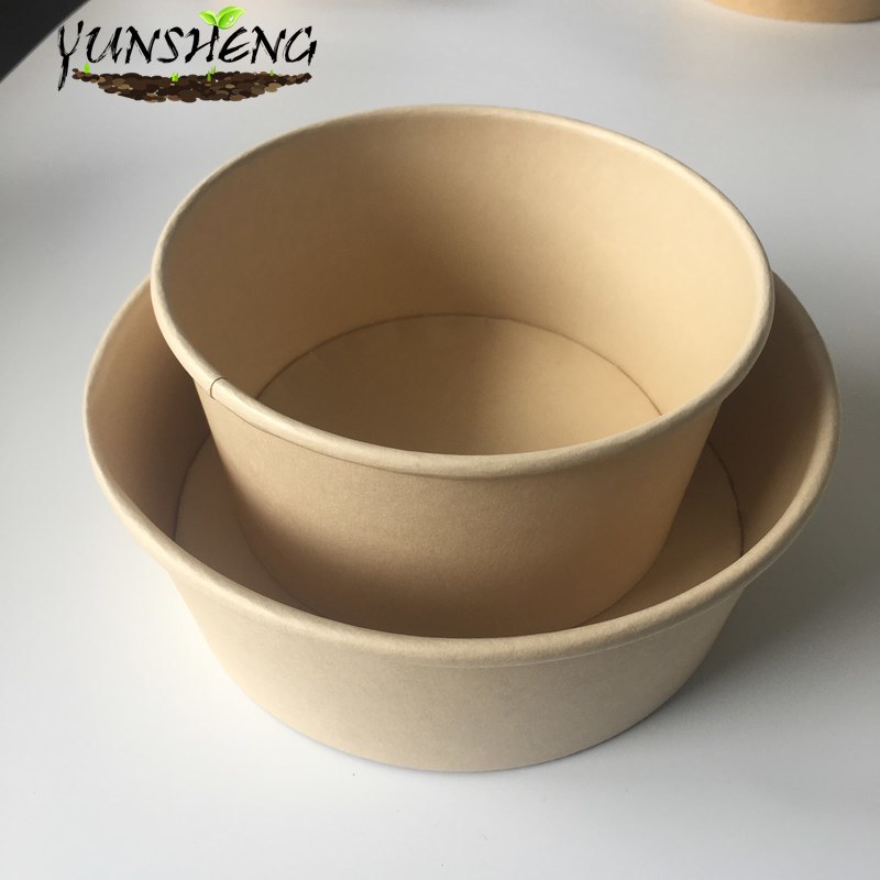 Compostable Salad Bowl Round Kraft Paper Bowl with Lid