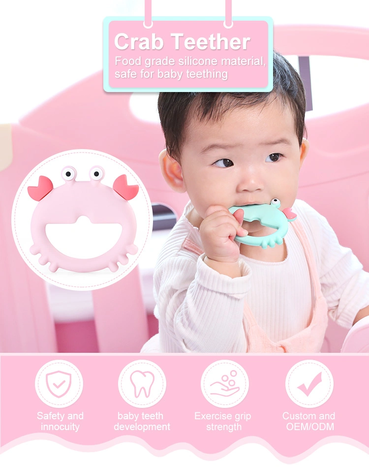Food Grade Teething Train Neutral Colors Custom Pacifier Bear Rattle Safe Organic Newborn Baby Silicone Teether