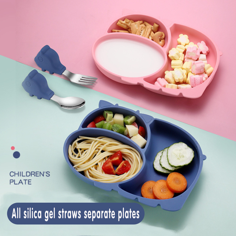 Silicone Baby Plate with Suction Feeding Placemat Set Non-Slip Toddlers Food Feeding Baby Plate for Children