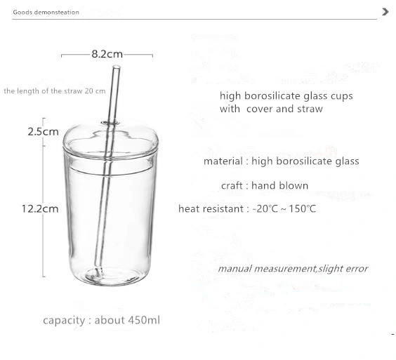 Factory Direct Glass Straw Cup Domestic Korean Water Cup Heat-Resistant Transparent Breakfast Cup Milk Cup