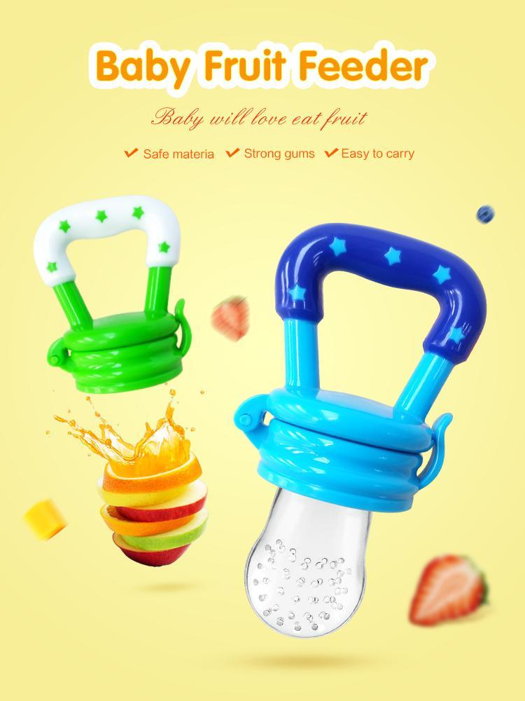 Baby Teether with Cove and Ring Baby Infant Teether Nipple Fruit Food Bite Silicone Teethers Safety Feeder Silicone Baby Nipple