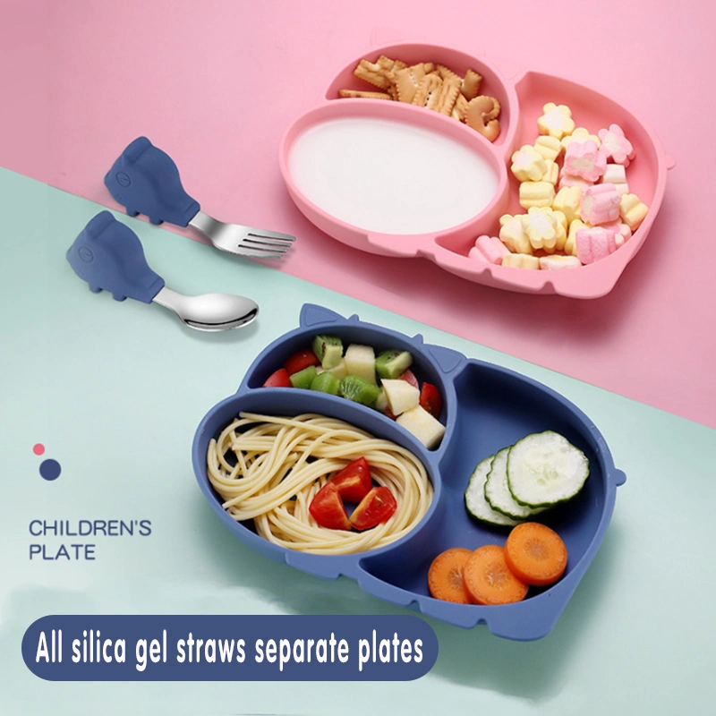 Food Grade Soft Suction Plate Set Baby Plate Silicone Suction Plate for Feeding