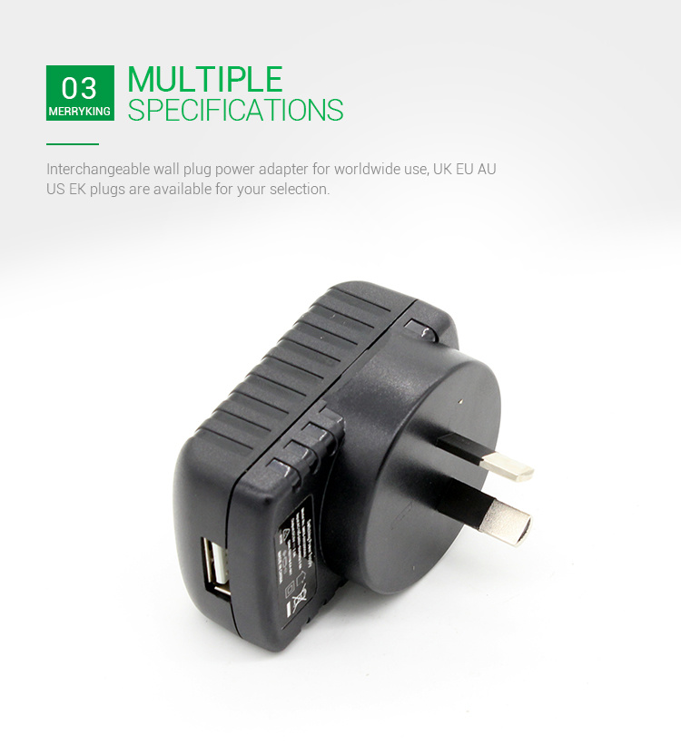 Au Wall Mount USB Power Charger Adapter 5V 2.4A for Mobile Phone Charger